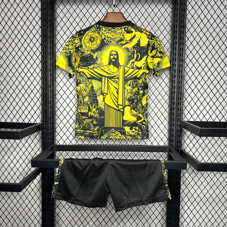 Maillot Brésil x Jesus Christ Domicile Junior Enfant 2024-2025 - Jaune