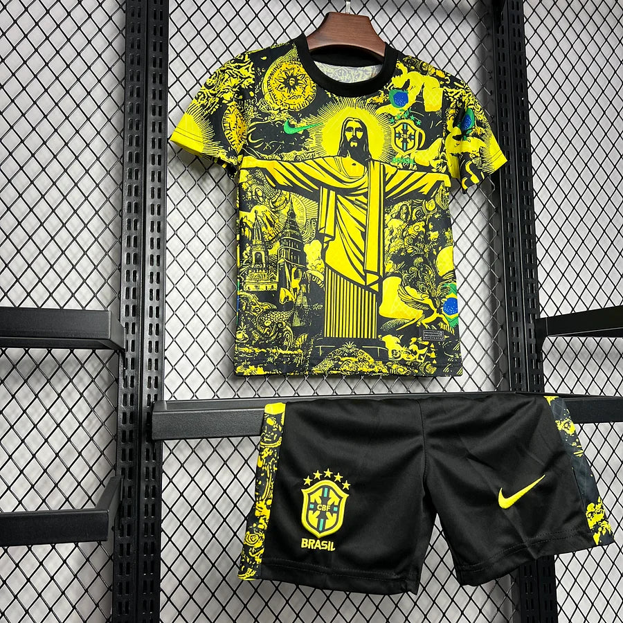 Maillot Brésil x Jesus Christ Domicile Junior Enfant 2024-2025 - Jaune