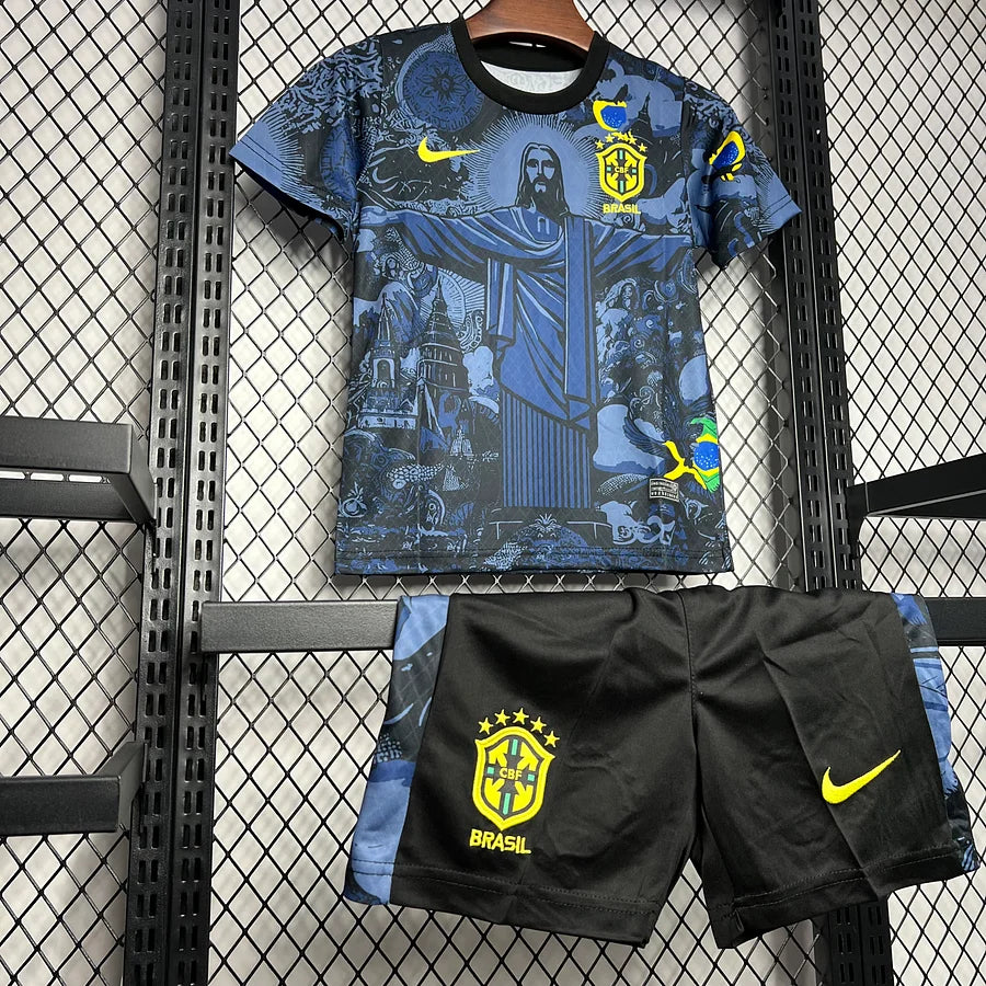 Maillot Brésil x Jesus Christ Domicile Junior Enfant 2024-2025 - Noir